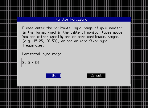 xf86cfg monitor's horizontal sync rate, manual definition