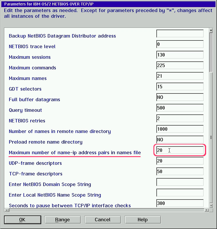 TCPBEUI NAMESFILE configuration