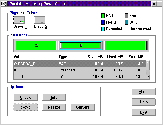 Figure 1. PartitionMagic Main Screen