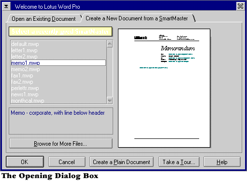 The Welcome Dialog Box
