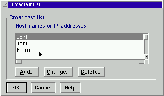 TCPBEUI RFCBCST.LST configuration