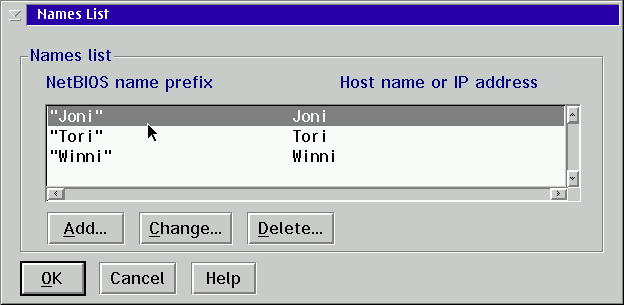 TCPBEUI: setting NAMESFILE parameter