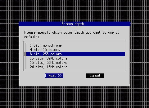 xf86cfg screen depth